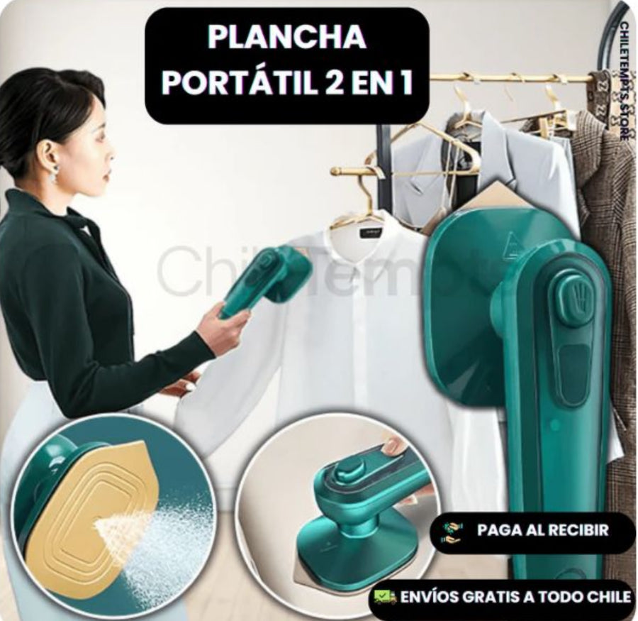 Plancha Portátil 2-en-1: Ropa impecable sin perder minutos